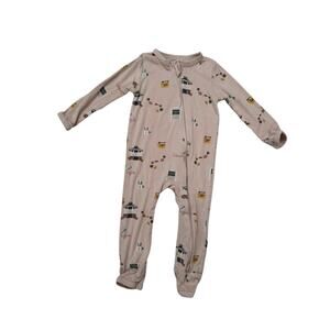 KYTE BABY Gilmore Girls Zippered Romper Tan Print Size 12-18 months Bamboo Pajam
